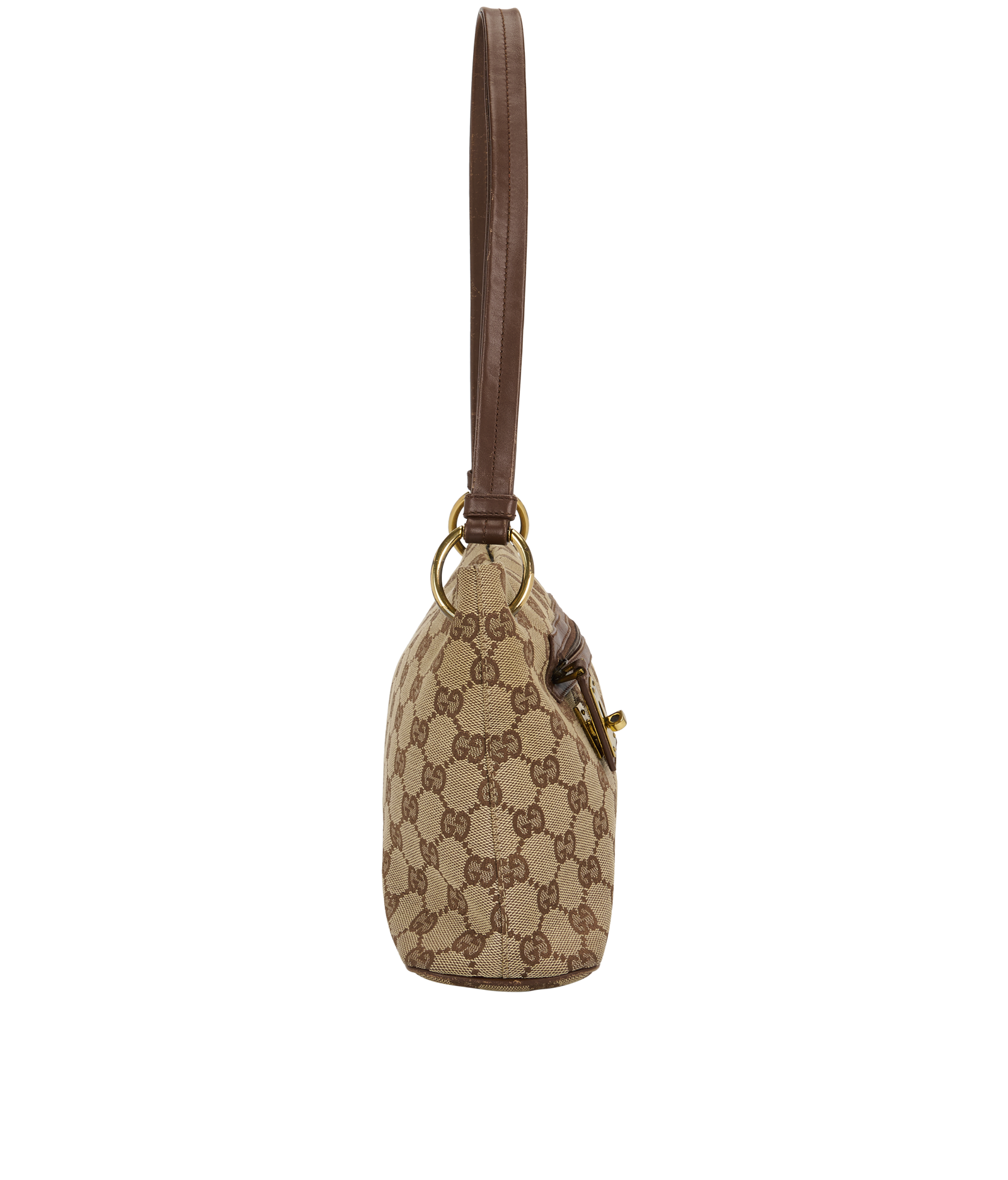Shoulder Bag, &pound;280, Handbags, Beige/Brown, Canvas, Side view